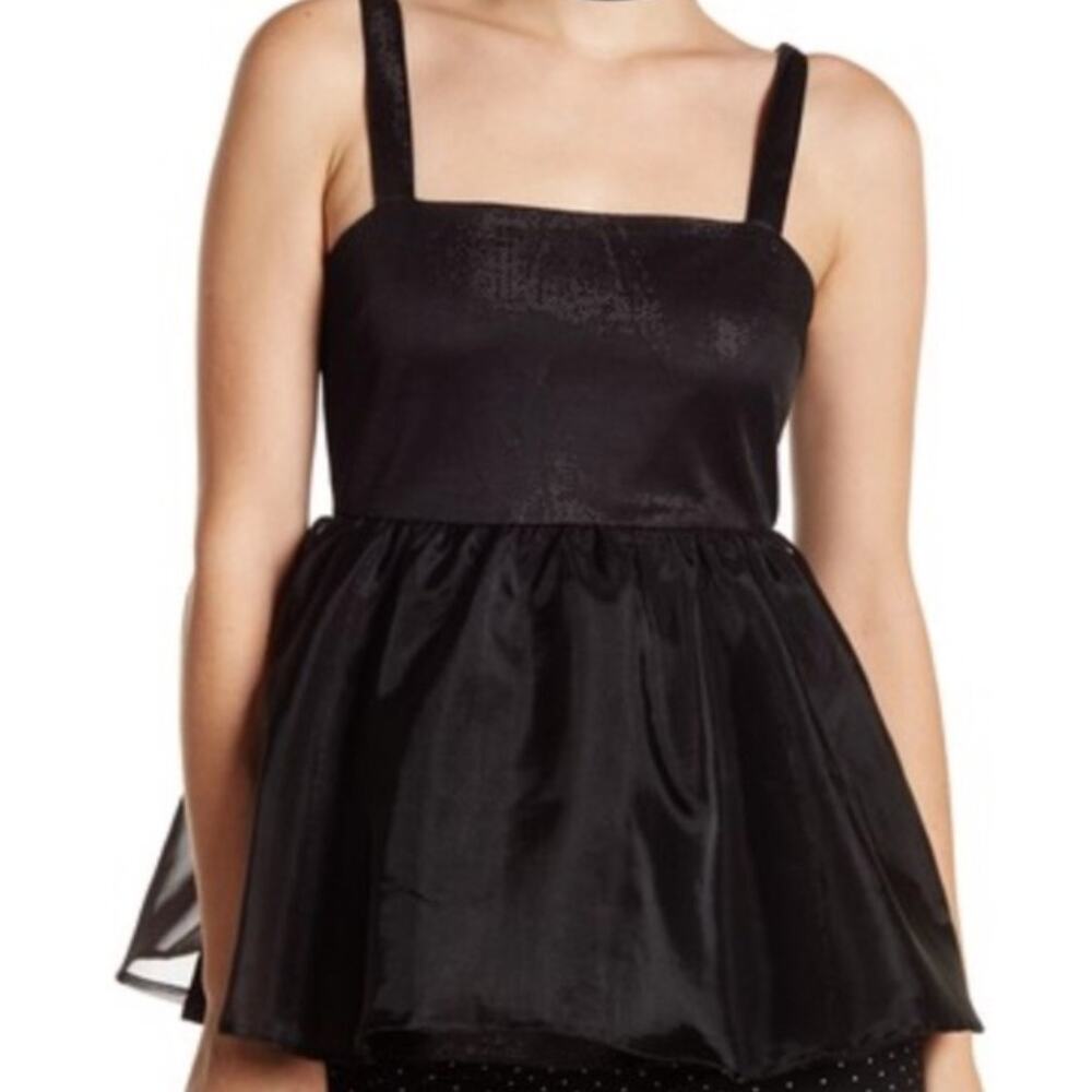 English Factory Dressy Black Tank Top Sz Small NWT Sparkle Ruffled Tulle Bottom